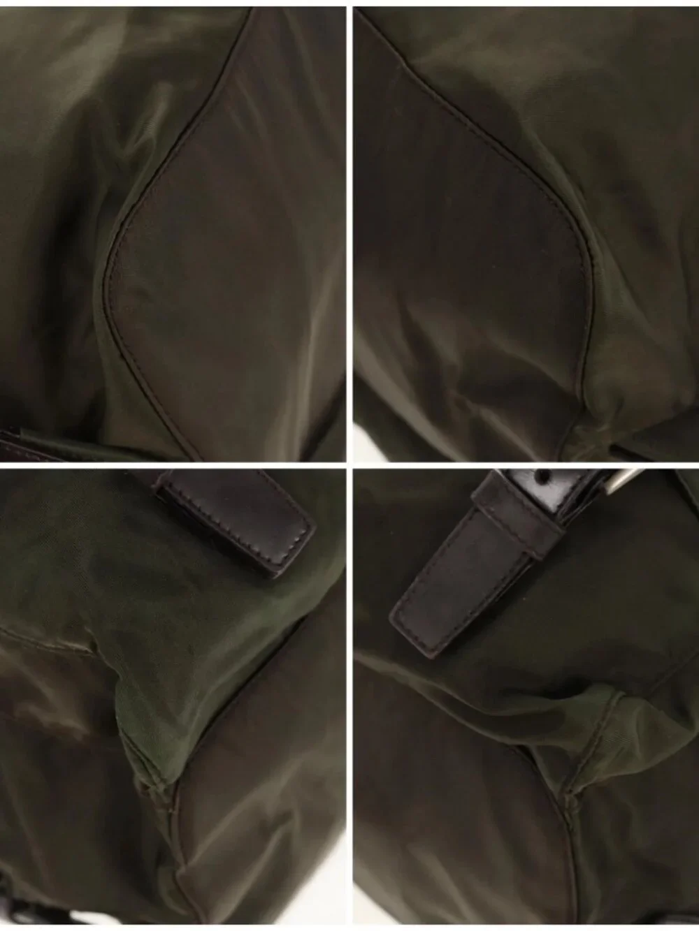 PRADA Backpack Nylon Khaki Silver Auth 157774
